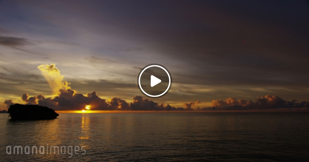夕日 沖縄のビーチ 4k8k Red 8k高画質動画素材制作